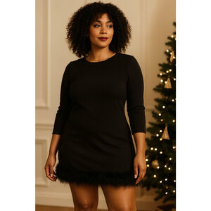 Maggy London Womens Dress Size 12 Black Party Feather Hem Holiday Event Classic